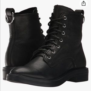 Dolce Vita Black Leather Bardot Combat Boot